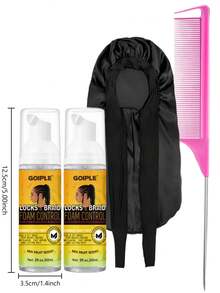 Goiple 2 Fl Oz Braid Styling Mousse - Long-Lasting Hold, Moisturizing & Shiny, Smooth Frizz, Suitable For Braids, Locks, Twists, Curls, Set Includes Tail Comb & Braid Bonnet - Clear - View 12