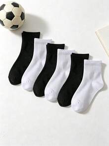 12/6/1 Pair Kids White And White Sports Socks, Minimalist Versatile Thin Short Socks, Spring/Autumn/All Season Sports Socks For S, First Day Of School - Multicolor - View 25