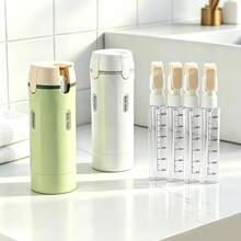 FUSHITON 4-In-1 Travel Dispenser Bottle, Refillable Containers With Clear Scale And Waterproof Labels, Leak Resistant Travel Toiletry Bottles For Cosmetics, Shampoo, Lotion, White - View 2
