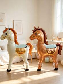 1pc 58-Inch Standing Horse Shaped Balloon, Racing Party Decoration, Party Activity Gift Prop, Indoor Outdoor Decor - Noble Horse - View 1