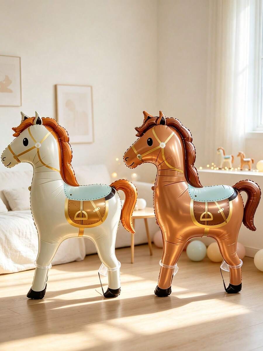 1pc 58-Inch Standing Horse Shaped Balloon, Racing Party Decoration, Party Activity Gift Prop, Indoor Outdoor Decor - Noble Horse - View 1