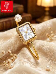 LUCKYFOX Women's Watch Gift Set Quartz Wristwatch Jewelry Combination Red Gift Box Girls Luxury Jewelry Gift Box Daily Commute Wear Various Holiday Gifts - Gold - View 4