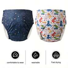 1pc Reusable Adult Cloth Diaper, Washable TPU Coated Design With Double-Sided Snaps, Adjustable, Breathable, Comfortable And Durable, Highly Absorbent With Fashionable Cute Patterns, Elastic Leg Design, Machine Washable, Hand Washable, Suitable For Elderly, Pregnant Women And Postpartum Women, Long-Distance Postpartum Women, Long-Distance Use - View 2