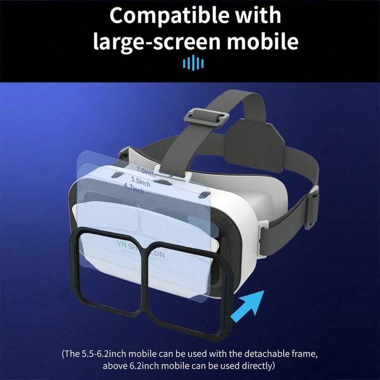 Kacamata VR untuk iPhone atau Android, Kacamata Realitas Virtual 3D, Kompatibel dengan Layar 4,7-7 Inci untuk Game & Film Seluler - View 6