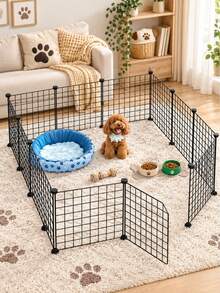 DIY Metal Wire Pet Fence, Cat Isolation Gate And Dog Fence/Barrier; Freely Configurable Modular Metal Mesh Panels (Suitable For Cats, Hamsters Or Rabbits), Can Be Used As Isolation Fence Or Pet Safety Barrier - Multicolor - View 4