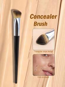 1/2 Peças Pincel de Correção de Olhos, Pincel de Correção Angular, Pincel de Correção com Cabeça Triangular, Pincel de Maquiagem Macio para Pálpebras, Pincel Multifuncional para Rosto e Iluminador para Mulheres - Multicolorido - Visão 1