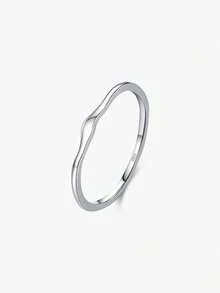 MODIAN 925 Sterling Silver Women's Asymmetric Wavy Thin Ring, Smooth Curved Stackable Finger Ring, Daily Delicate Silver Jewelry Gift - Silver - View 1