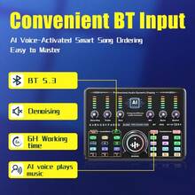 Portable AI Smart Dual Bluetooth DJ Mixer Audio Controller With Built-In 3000mAh Rechargeable Battery, Mini Audio Mixing Sound Card Compatible With Phone And Laptop, Perfect For Live Streaming, Podcast Recording, Karaoke Singing, Home Party DJ VJ Performance And Professional Music Production - AI Fully Intelligent Mixing Console - View 4