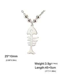 LIKGREAT 1pc Fish Bone Animal Hollow Pendant Minimalist Unisex Stainless Steel Necklace Party Gift Jewelry - Fishbone Series - View 17