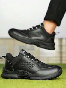 Men's Chef Work Shoes, PU Sole Professional Kitchen Restaurant, Suitable For Kitchen, Restaurant, Cafeteria And Hotel Cleaning Work Environments - 黑色 - 查看 7