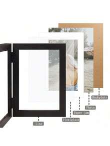 1pc Foldable Photo Frame With Opening Design, Perfect For Storing Souvenirs, Travel Photos And Pet Photos. Suitable For Bedroom Desk, Living Room Shelf, Office Decor Or Couple Memory Collection. Essential Minimalist Home Decor - Multicolor - View 7