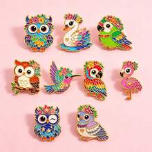1/9pcs Cute Cartoon Colorful Bird Lapel Enamel Pins And Brooches Badge Pins For Backpacks Bags Backpack Cool Decoration Friend For Gift - Multicolor - View 2