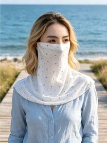 1pc Fresh Ditsy Floral Ear-Loop Face Mask, Sun Protection Neck Gaiter ...