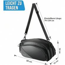12-Liter-Fahrradtasche mit Regenhülle und reflektierenden Details, wandelbare Schultertasche mit Flaschenhalter – ideal für regnerische Fahrten, Einkäufe und lange Fahrradtouren - Schwarz - Übersicht 4