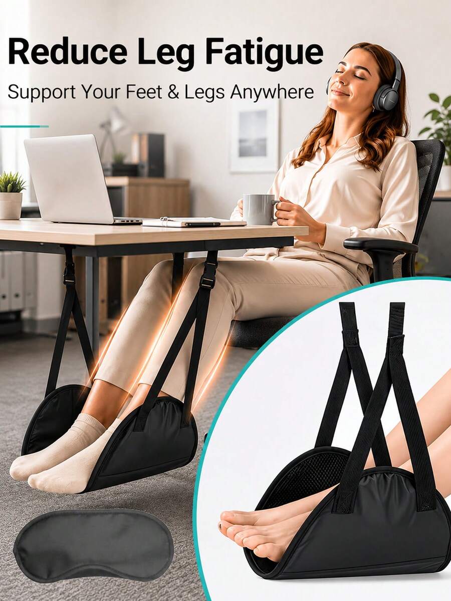 Adjustable Hanging Foot Hammock For Office | Back To School & Dorm Life Essential | Ergonomic Design To Relieve Back And Leg Pressure From Prolonged Sitting | Portable Under-Desk Footrest, Comfortable For Studying, Working, Napping, Lunch Breaks And Travel | Practical Accessory To Improve Posture And Relax Mind And Body - Multicolor - View 1