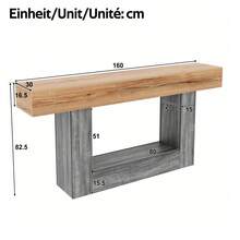 Two-Tone Wood-Look Console Table, Hallway/Living Room Console Table, Thick Tabletop, Bottom Storage Shelf, Particle Board Material - 1 - 查看 6