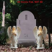 2D平面 2件裝永恆天使壓克力墓碑標記牌，經典防水設計，適合墓園禮品與陵寢裝飾，戶外裝飾 - 萬聖H - 查看 2
