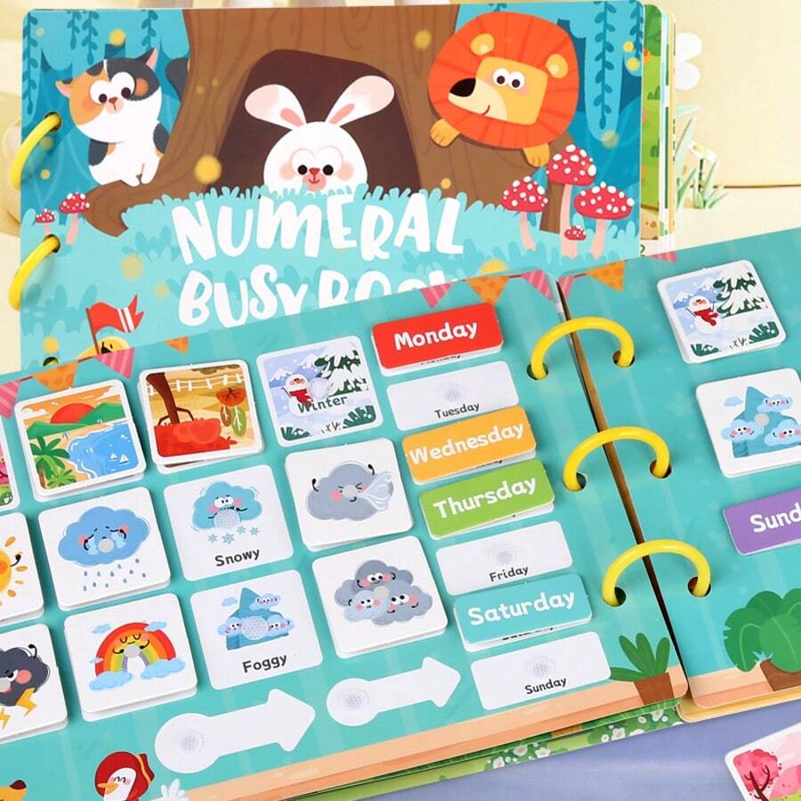 4 Themes Reusable Busy Sticker Book Large Size Travel Essential Activity Book, Transportation Farm Dinosaur Ocean Animals Time Basic Learning Book, Portable Outdoor Car Train Travel Educational Quiet Book, Montessori Toy, Magic Hook And Loop Matching Puzzle Toy