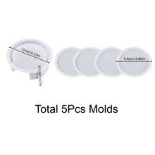 SILIKE LUFEI 5PCS Resin Epoxy Gypsum Coaster Mold Round Coaster Storage Box Combination Set Silicone Mold - Coaster Mold - View 2