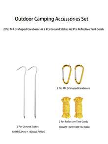 6PCS Set.12PCS Set Camping Tent Accessories Kit, Includes Tent Stakes, Wind Ropes And D-Shaped Buckles, Suitable For Outdoor Camping - Multicolor - View 17