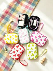 Heart-Shaped Print Electronic Accessories Storage Bag, Portable Cable Organizer Box For Chargers, Earphones, USB And Other Electronic Accessories, Suitable For Travel And Daily Carry - View 10