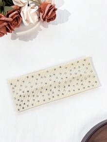 5件組極簡溫柔風直條紋全水鑽寬版髮箍，高彈性針織髮圈，適合返校、日常穿搭、運動、洗臉、旅行，氛圍感造型髮飾 - 彩色 - 查看 6