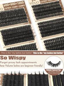 YIDUO 580pcs Cluster Eyelashes Set, 6 Styles Including 60D,80D,100D, 3D Effects, With Eyelash Glue, Makeup Remover, Easy DIY At Home, Daily Makeup Application For Beginners Wedding And Holiday Parties, Beginner-Friendly - Multicolor - View 5