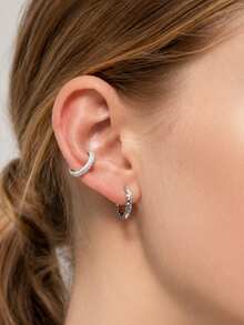 925 Sterling Silver Plated 18K Gold Square Earrings, Women's Fashion Luxury Daily Wear - Square Earrings - View 5