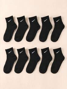 10 Pairs Random Style Soft Mid-Calf Sports Socks, Running Socks, Fun Socks, Autumn Back To School, Outdoor, Student Daily Campus Socks - Multicolor - View 4