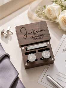 Custom Text Cufflinks Set For Men,Custom Text Cufflinks, Personalized Cufflinks With Wooden Box,Personalized Cuff Links Gift For Groom Husband,Gift For Her/ HimIdeal Gifts For Him Boyfriend, Family, Friends - Multicolor - View 9