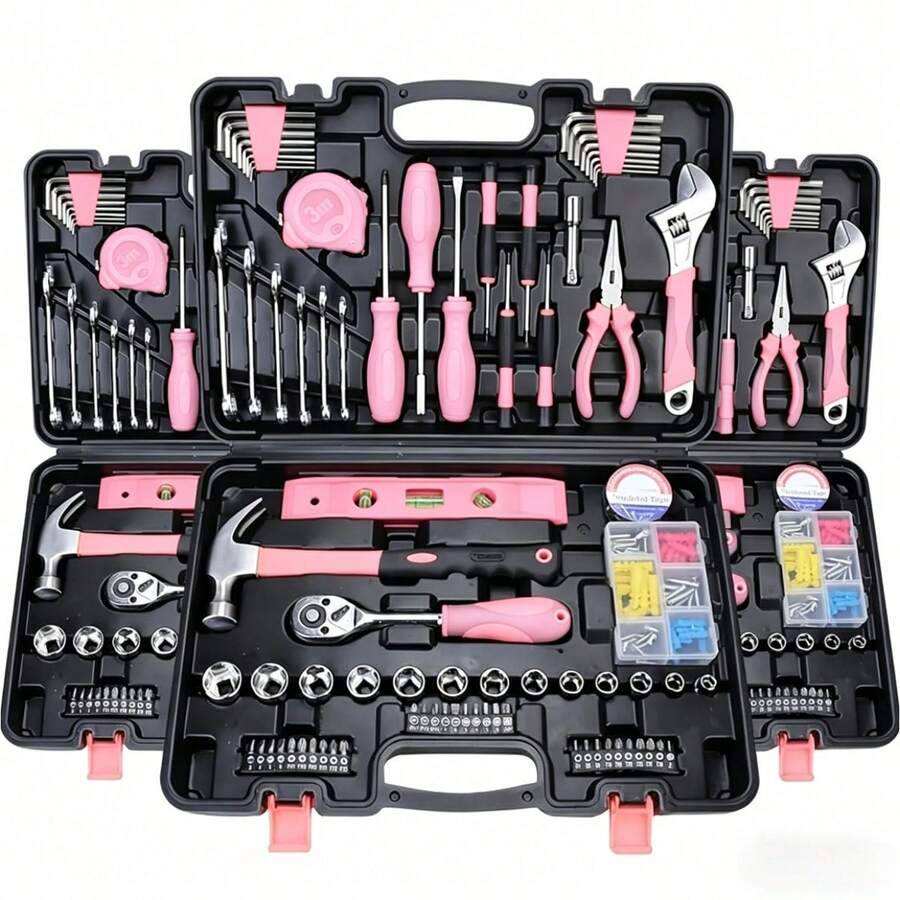 115/46pcs Ratchet Wrench Socket Set, 1/4" Drive, Vanadium Steel Hand Tool Kit, For Automotive Repair And Home Use, Metric System, Pre-Assembled, Manual Operation, Includes Carrying Case - Multicolor - View 1