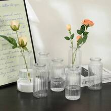 2/5/8/10pcs Shatterproof Transparent Plastic Cylindrical Vase, Thickened Bohemian Style Party Decoration Suitable For Various Festivals, Weddings, Birthday Parties, Home Decor, Shatterproof Round Vase For Flower Arrangement And Minimalist Table Centerpiece, Wedding Desktop Decoration - View 6