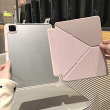 Protective Case Compatible With Ipad 11th Generation, A16 Fashion Y-Fold Tablet Case, High Transparency Acrylic Back Panel, Customizable DIY, Shockproof And Anti-Drop Full Coverage Protection, PU Leather, Suitable For IPad Air 11 Tablet Case, Suitable For IPad 9th Generation 10.2 Inch, 8th Generation 10.2 Inch, Pro 11, 10th Generation Tablet Case - Pink - View 6