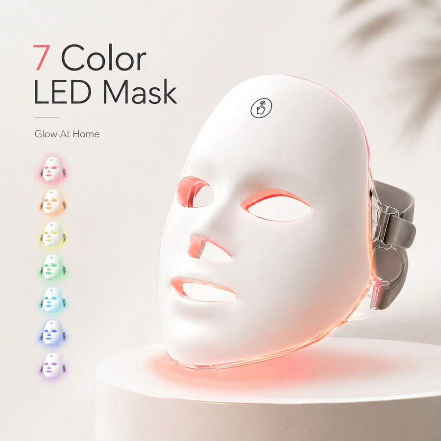 SUNPINT Wireless LED Beauty Mask, 7-Color Red Light Therapy Mask, Nano-Scale Red Light Wavelength, Makes Skin Feel More Plump, Enhances Skin Softness And Elasticity - White - View 1