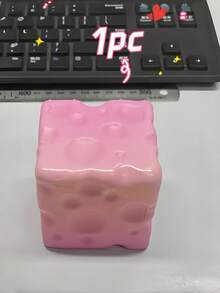 Realistic Pink Square 6cm Cheese Squishy, Yellow Cream Cheese Slow Rising Squeeze Toy, Viral Butter Squishy, Flour Material Malleable Cute Fragrance, Holiday Birthday Easter Halloween Christmas Party Gift, Adult Stress Relief Toy - Multicolor - View 6