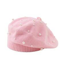 Topi Beret Rajut Mutiara, Topi Pelukis Vintage Warna Polos, Topi Wol Lembut untuk Musim Gugur/Dingin - mutiara - View 11