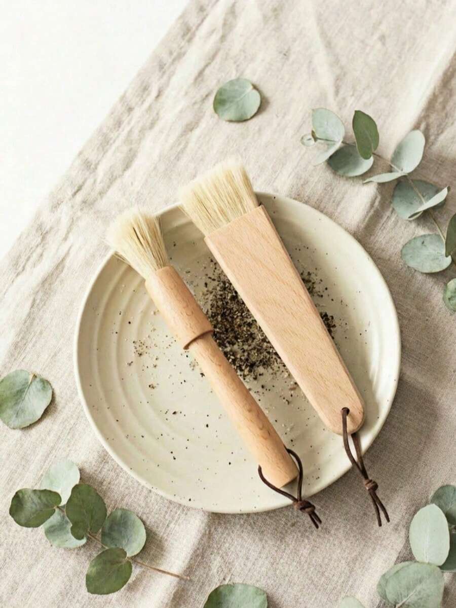 烧烤刷、油刷、山毛榉木鬃毛刷、圆刷、木柄面包蛋糕烘焙刷、咖啡研磨机刷 - 彩色 - 查看 1
