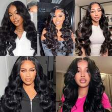 BingShang Body Wave 3 Bundles With Closure Brazilian 12A Unprocessed Virgin Human Hair 4x4 Free Part Closure Body Wavy Human Hair Bundles With Closure Natural Color Free Part HD Lace Transparent - 1B - View 11