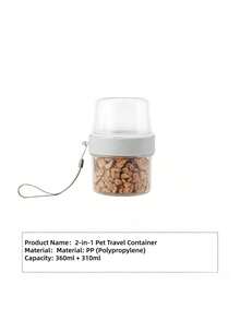 2-In-1 Pet Travel Water & Food Container, Portable Dog Feeding Cup, Transparent Dual Compartment Pet Bowl, Detachable Design With Carrying Strap, Suitable For Outdoor Walking, Camping, Picnic, Travel - Multicolor - View 7