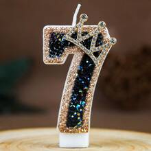 Black Gold Rhinestone Crown Number Birthday Candle W/ Luxury Glitter Digit, Black‑Gold Theme Cake Topper, Adult Milestone Birthday, 18th 30th 40th Coming‑Of‑Age, Glam Dark Aesthetic Birthday Party Decor Supplies - View 22