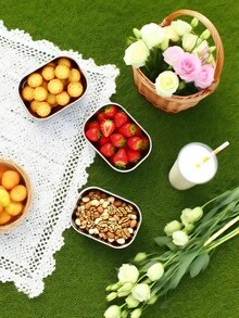 Meoky 3件組 8盎司不鏽鋼零食儲存盒附矽膠蓋，防漏小型食物儲存盒，可重複使用金屬便當盒，適用零食、備餐、旅行、野餐 - 玫粉色*3件套裝 - 查看 9