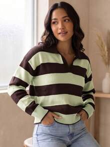 Women Sweaters - Apple Green/Brown - View 5