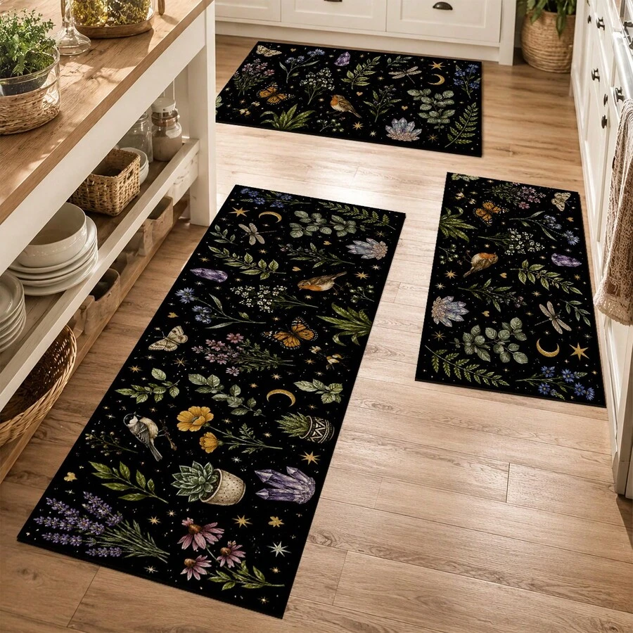 1pc Polyester Kitchen Drain Mat, Non-Slip Absorbent Quick-Dry Floor Mat, Kitchen Sink Countertop Mat, Home Door Mat, Living Room Bedroom Bathroom Decorative Mat, Pet Mat, Holiday Home Gift - Multicolor - View 1