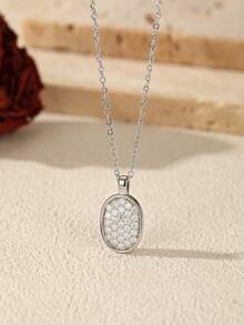 MODIAN D Color Moissanite Chain 925 Sterling Sliver Vintage Elegant Button Pendant Necklaces For Women Daily OL Fine Jewelry - Silver - View 9