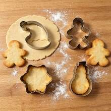 Weihnachtskeksausstecher Set, Edelstahl Metall Ausstecher, Lebkuchenmann, Schneemann, Schneeflocke, Weihnachtsmütze Formen, geeignet für Feiertagsgebrauch, Edelstahl Keksausstecher Set, geeignet für Winterfeiertagsbacken - Übersicht 2