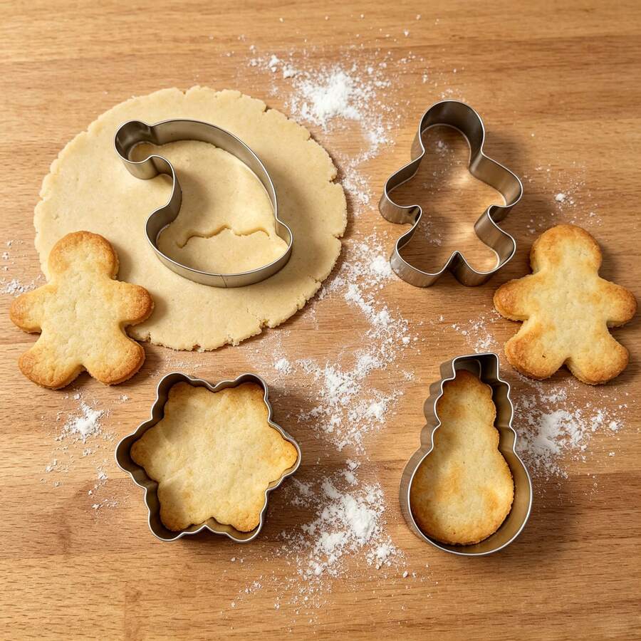 Weihnachtskeksausstecher Set, Edelstahl Metall Ausstecher, Lebkuchenmann, Schneemann, Schneeflocke, Weihnachtsmütze Formen, geeignet für Feiertagsgebrauch, Edelstahl Keksausstecher Set, geeignet für Winterfeiertagsbacken