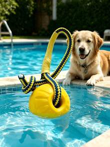 1pc Large Durable EVA Floating Dog Training Ball, Minimalist Practical Style, Solid Color Options, Bone-Shaped Floating Dog Toy, Round Ball With Pull Ring, Comes With Leash For Easy Control - Multicolor - View 9