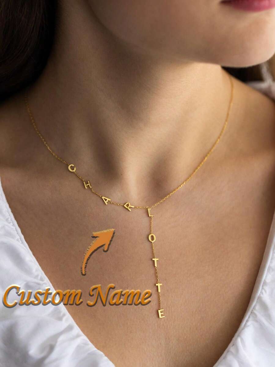Dây chuyền tên kiểu Lasso tùy chỉnh, mặt dây chuyền chữ dọc, mặt dây chuyền hình chữ Y cá nhân hóa - Nhiều màu - Xem 1