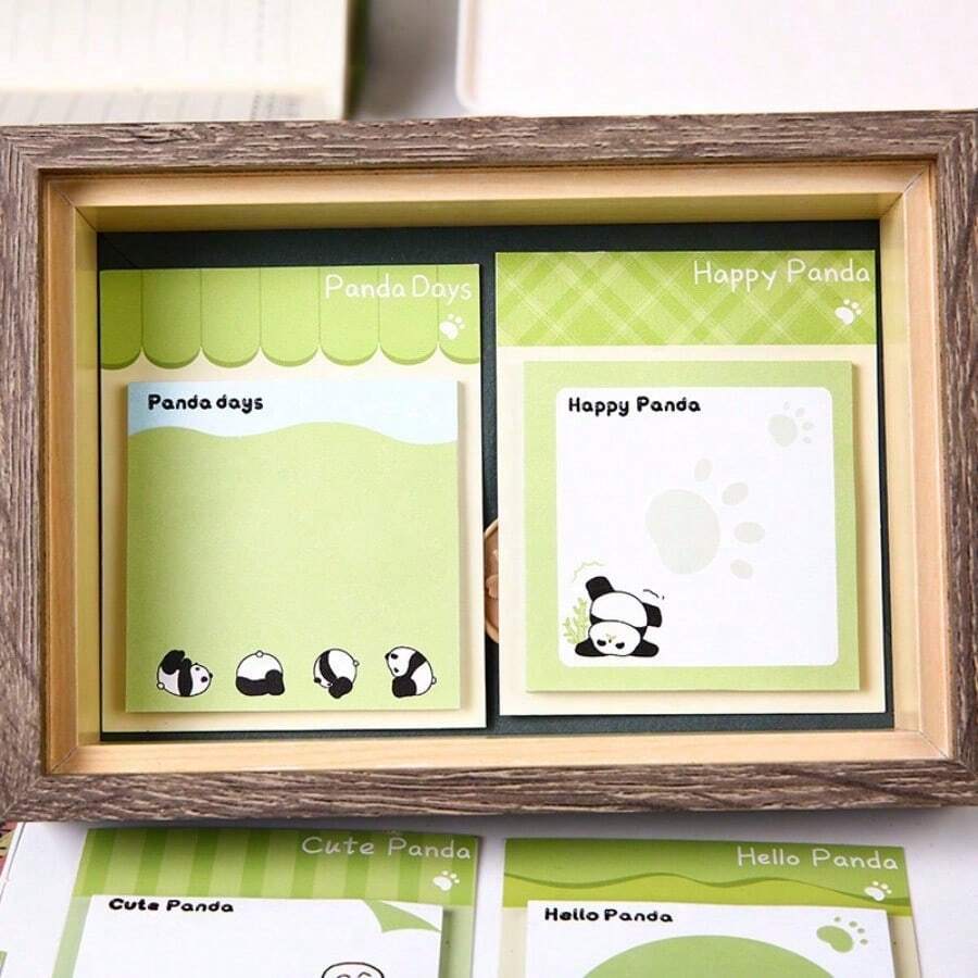1pc Cute Cartoon Panda Pattern Sticky Notes, Writable Self-Adhesive Mini Notepad, Portable Memo Paper Suitable For School, Office, Home, DIY Scrapbook Diary To-Do List Page Marking, Cute Gift For Panda Lovers And Students - one-size - View 1
