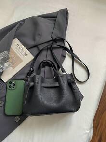 優雅女款肩背包，大容量手提包兼斜跨包，時尚通勤百搭設計，高級小眾奢華風，防水耐磨耐用，女款斜跨包，穿搭必備 - 黑色 - 查看 3